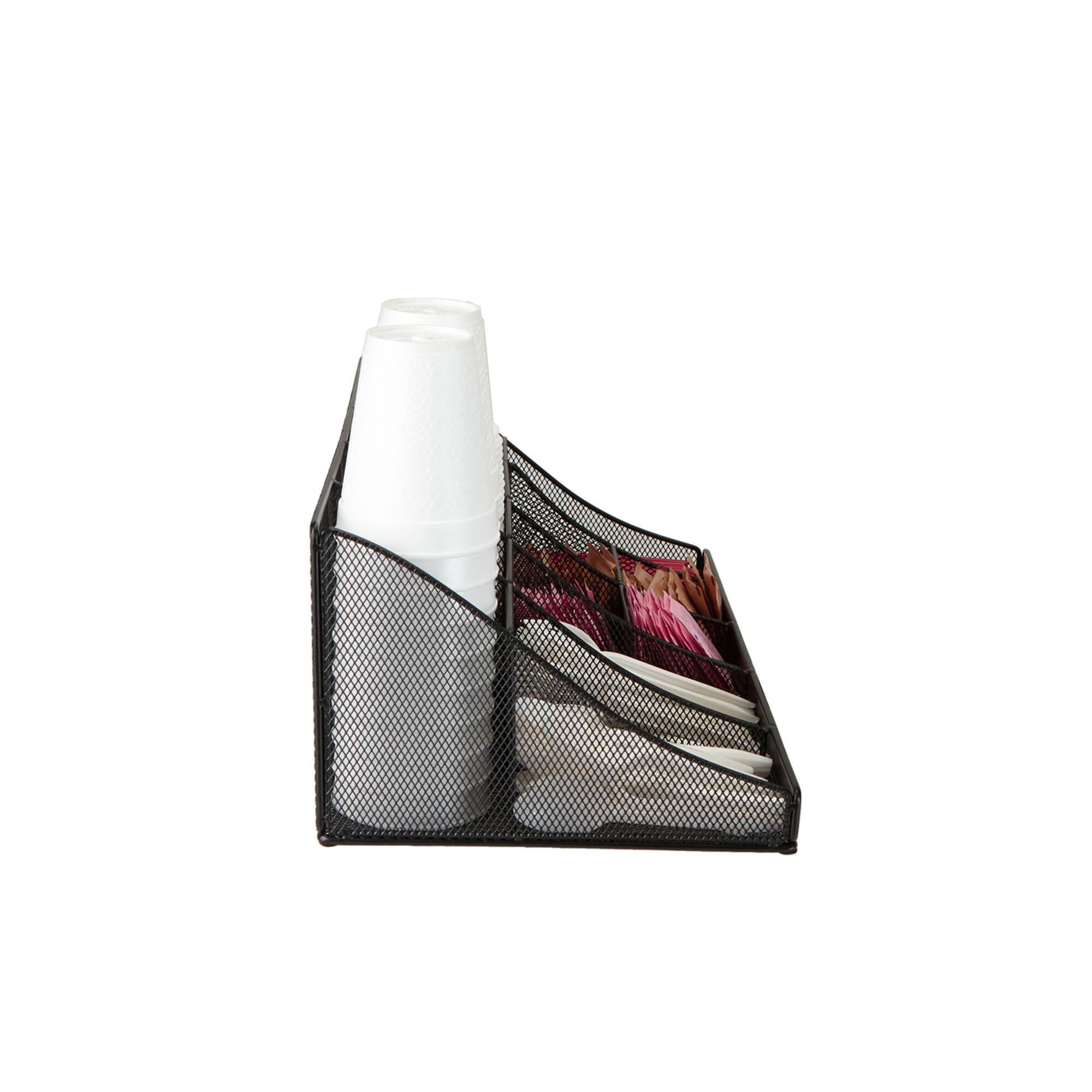 Mind Reader Black 11 Compartment Breakroom Coffee Condiment Organizer